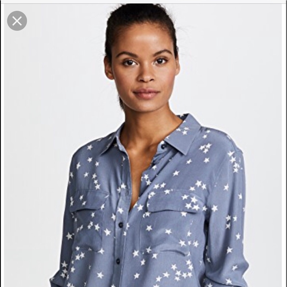 $248 Silk SlimEquipment Shirt Muddle Blue XS